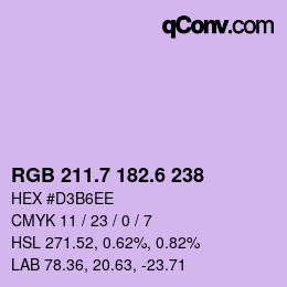 カラーコード: RGB 211.7 182.6 238 | qconv.com