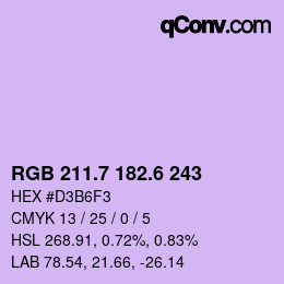 カラーコード: RGB 211.7 182.6 243 | qconv.com