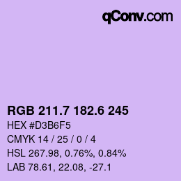 カラーコード: RGB 211.7 182.6 245 | qconv.com