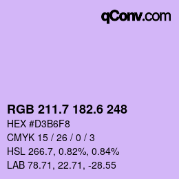 カラーコード: RGB 211.7 182.6 248 | qconv.com