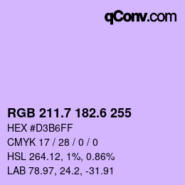 カラーコード: RGB 211.7 182.6 255 | qconv.com