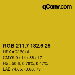 カラーコード: RGB 211.7 182.6 26 | qconv.com
