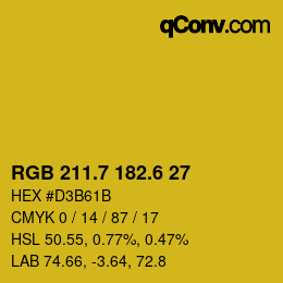 カラーコード: RGB 211.7 182.6 27 | qconv.com
