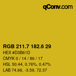 カラーコード: RGB 211.7 182.6 29 | qconv.com