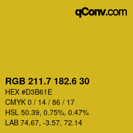 カラーコード: RGB 211.7 182.6 30 | qconv.com
