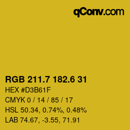 カラーコード: RGB 211.7 182.6 31 | qconv.com