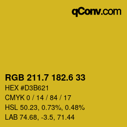 カラーコード: RGB 211.7 182.6 33 | qconv.com