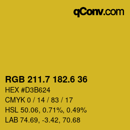カラーコード: RGB 211.7 182.6 36 | qconv.com