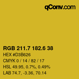 カラーコード: RGB 211.7 182.6 38 | qconv.com