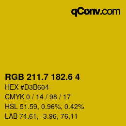 カラーコード: RGB 211.7 182.6 4 | qconv.com