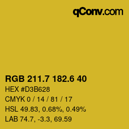 カラーコード: RGB 211.7 182.6 40 | qconv.com