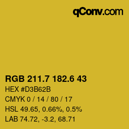 カラーコード: RGB 211.7 182.6 43 | qconv.com