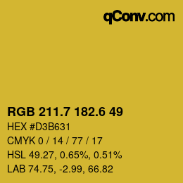 カラーコード: RGB 211.7 182.6 49 | qconv.com