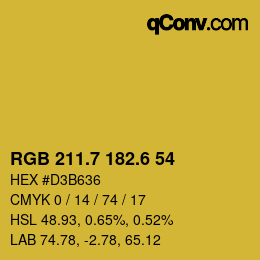 カラーコード: RGB 211.7 182.6 54 | qconv.com