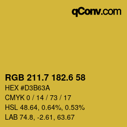 カラーコード: RGB 211.7 182.6 58 | qconv.com