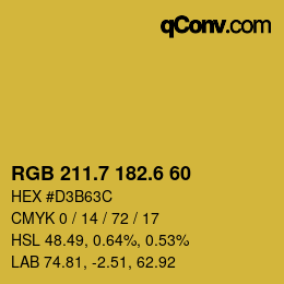 カラーコード: RGB 211.7 182.6 60 | qconv.com