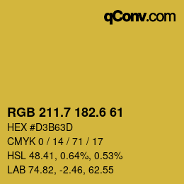 カラーコード: RGB 211.7 182.6 61 | qconv.com