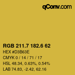 カラーコード: RGB 211.7 182.6 62 | qconv.com