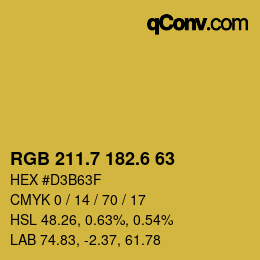 カラーコード: RGB 211.7 182.6 63 | qconv.com