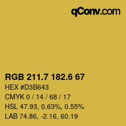 カラーコード: RGB 211.7 182.6 67 | qconv.com