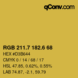 カラーコード: RGB 211.7 182.6 68 | qconv.com