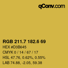 カラーコード: RGB 211.7 182.6 69 | qconv.com