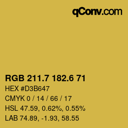 カラーコード: RGB 211.7 182.6 71 | qconv.com