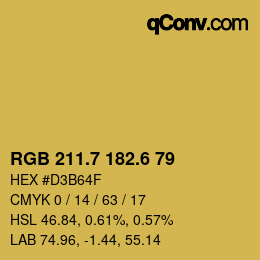 カラーコード: RGB 211.7 182.6 79 | qconv.com