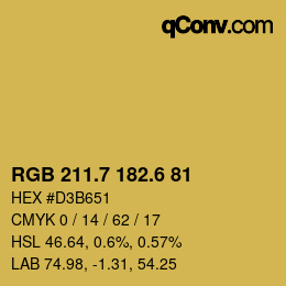 カラーコード: RGB 211.7 182.6 81 | qconv.com