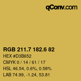カラーコード: RGB 211.7 182.6 82 | qconv.com