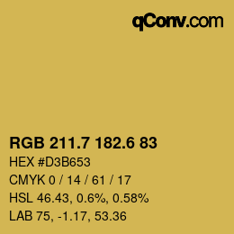 カラーコード: RGB 211.7 182.6 83 | qconv.com
