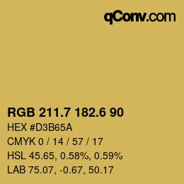 カラーコード: RGB 211.7 182.6 90 | qconv.com