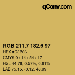 カラーコード: RGB 211.7 182.6 97 | qconv.com
