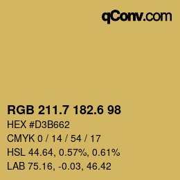 カラーコード: RGB 211.7 182.6 98 | qconv.com