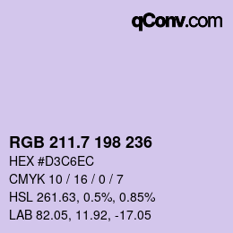 カラーコード: RGB 211.7 198 236 | qconv.com