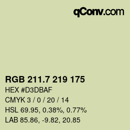 カラーコード: RGB 211.7 219 175 | qconv.com