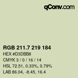 カラーコード: RGB 211.7 219 184 | qconv.com