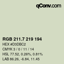 カラーコード: RGB 211.7 219 194 | qconv.com