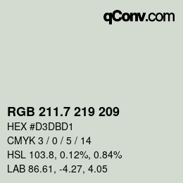 カラーコード: RGB 211.7 219 209 | qconv.com