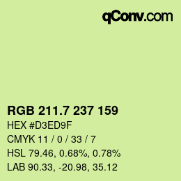 カラーコード: RGB 211.7 237 159 | qconv.com