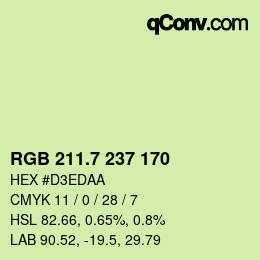 カラーコード: RGB 211.7 237 170 | qconv.com