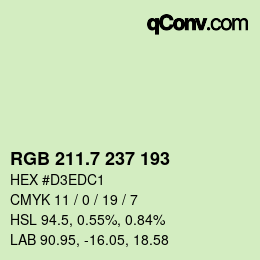 カラーコード: RGB 211.7 237 193 | qconv.com