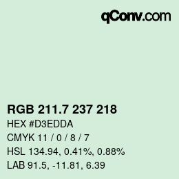 カラーコード: RGB 211.7 237 218 | qconv.com