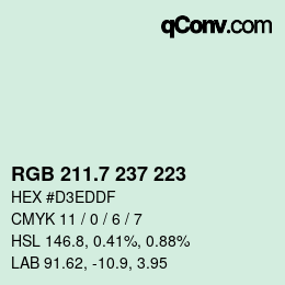 カラーコード: RGB 211.7 237 223 | qconv.com