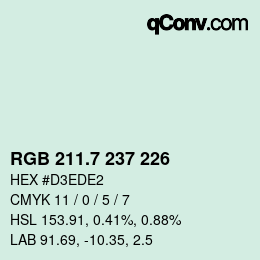 カラーコード: RGB 211.7 237 226 | qconv.com