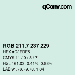 カラーコード: RGB 211.7 237 229 | qconv.com