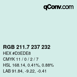 カラーコード: RGB 211.7 237 232 | qconv.com