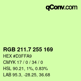 カラーコード: RGB 211.7 255 169 | qconv.com