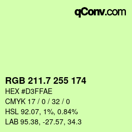 カラーコード: RGB 211.7 255 174 | qconv.com