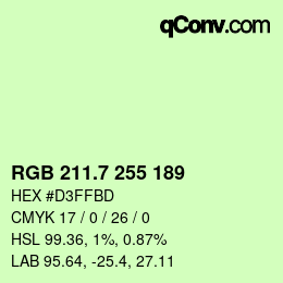 カラーコード: RGB 211.7 255 189 | qconv.com
